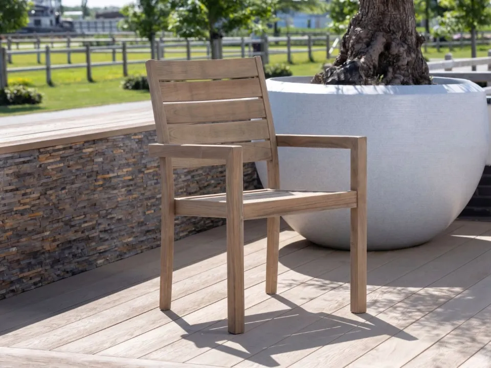 ROUGH Furniture ROUGH-S dining tuinstoel stapelbaar bruin, foto 3