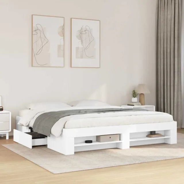 vidaXL Bedframe massief hout wit 200x200 cm