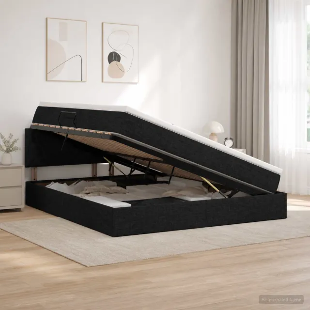 vidaXL Opbergbed met matras met hoofdeinde Zwart 140 x 190 cm fluweel