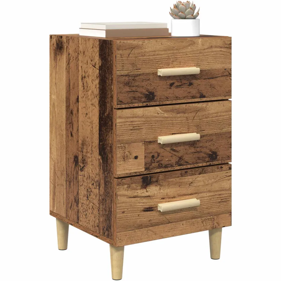 vidaXL Nachtkastje Oudhout 40 x 40 x 66 cm Bewerkt hout Bruin