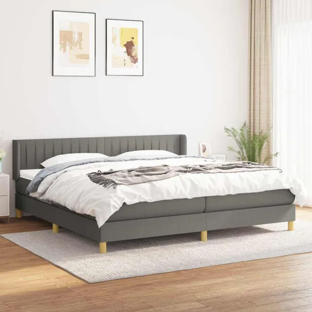 vidaXL Boxspring met matras stof donkergrijs 200x200 cm grijs