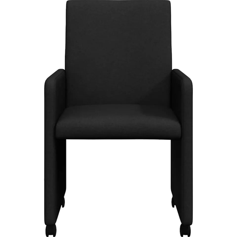 vidaXL Eetkamerstoelen met Wieltjes 2 st Stof Zwart 57 x 66 x 94 cm, foto 4