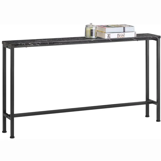 SoBuy Consoletafel Bijzettafel Haltafel – Zwart Marmerlook 120x20x65cm, FSB19-SCH – Smal Design Hout/Metaal