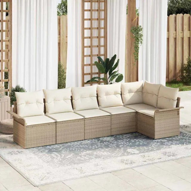 vidaXL Tuin Sofa Set 6 st Beige poly rattan, foto 2
