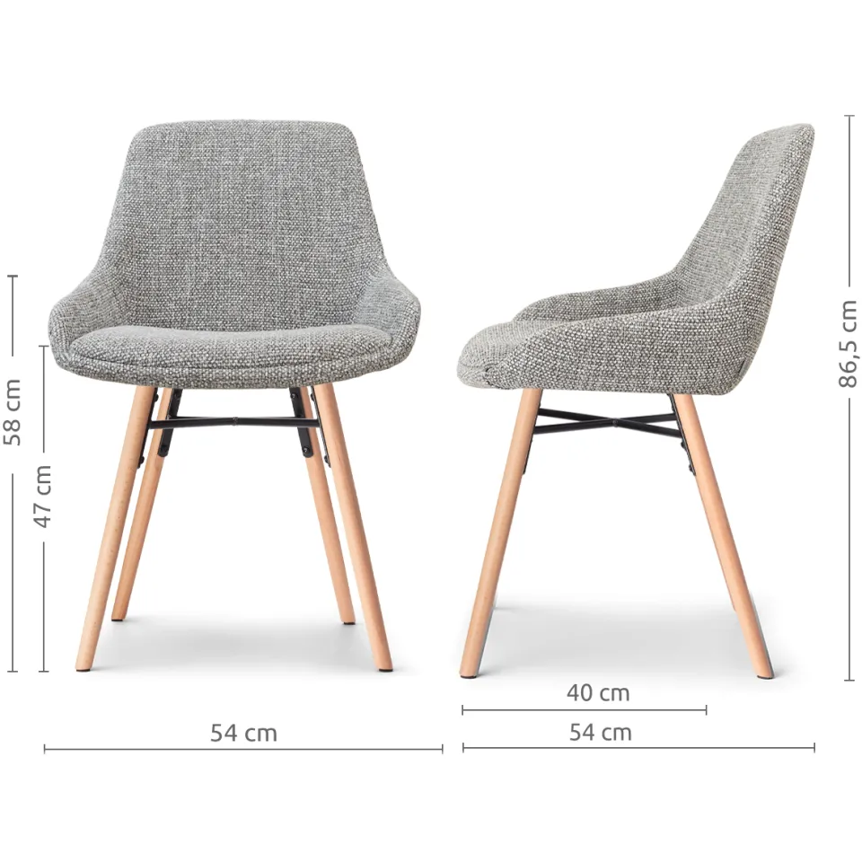 Nolon Nena-Isa eetkamerstoel grijs blend - houten onderstel, foto 2