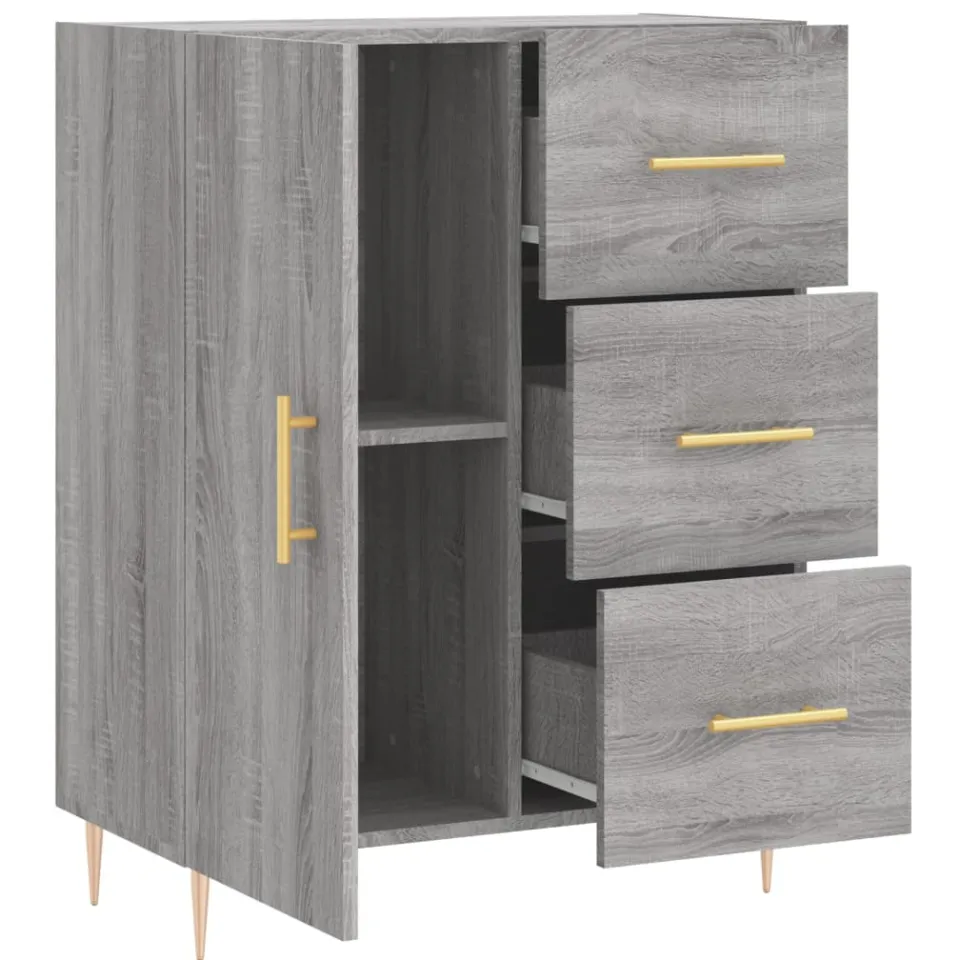 vidaXL Dressoir 69,5x34x90 cm bewerkt hout grijs sonoma eikenkleurig, foto 4