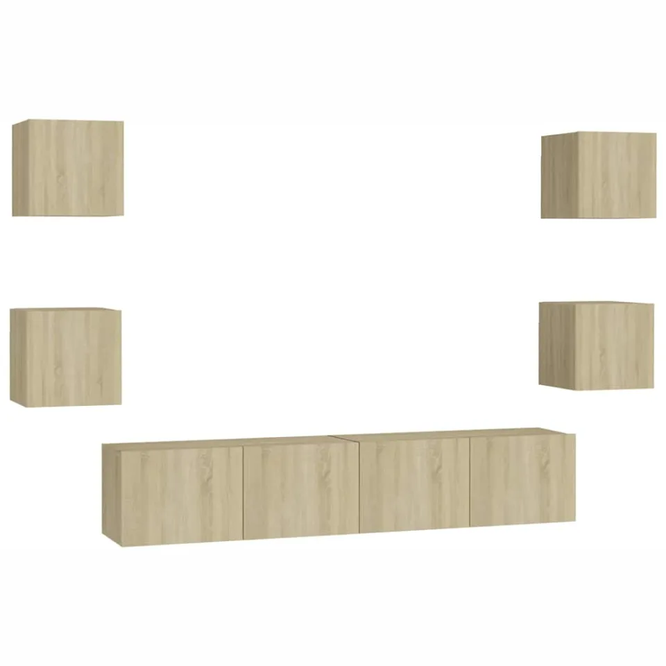 vidaXL 6-delige Tv-meubelset bewerkt hout sonoma eikenkleurig, foto 3