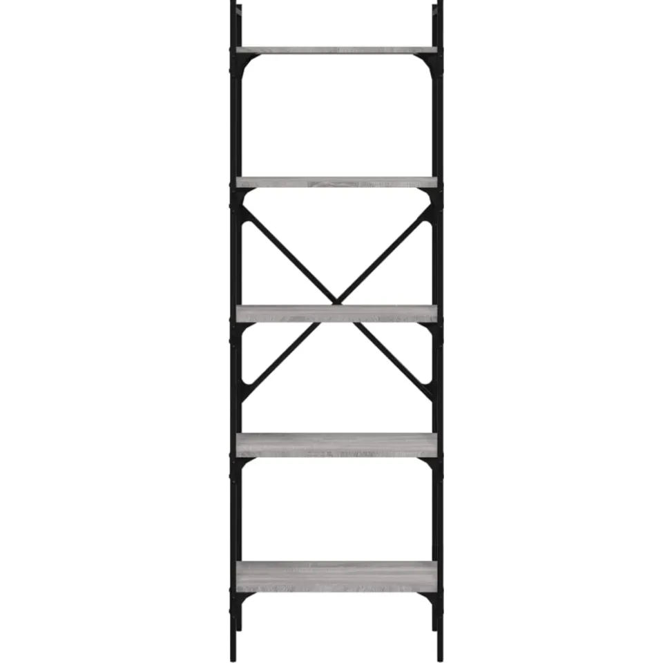 vidaXL Boekenkast 5-laags 56x31,5x174 cm bewerkt hout grijs sonoma, foto 3