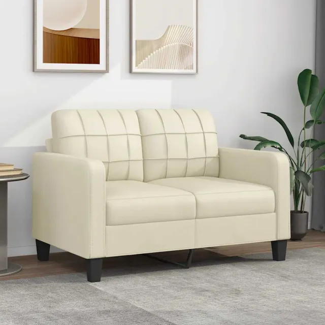 vidaXL Tweezitsbank 120 cm kunstleer crèmekleurig