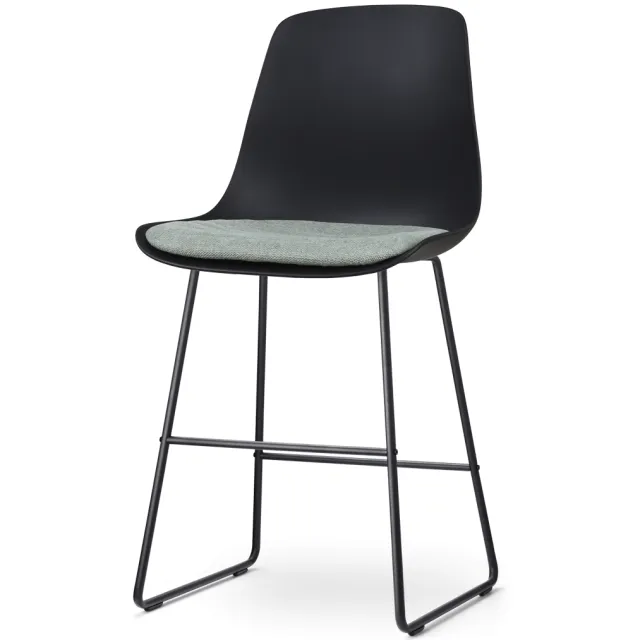 Nolon Nino-Liv barkruk zwart met zacht groen zitkussen - zwart onderstel - 65 cm