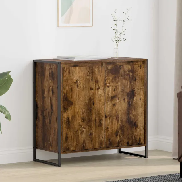 vidaXL Bijzetkast Gerookt eiken 79 x 36 x 75 cm Bewerkt hout Bruin