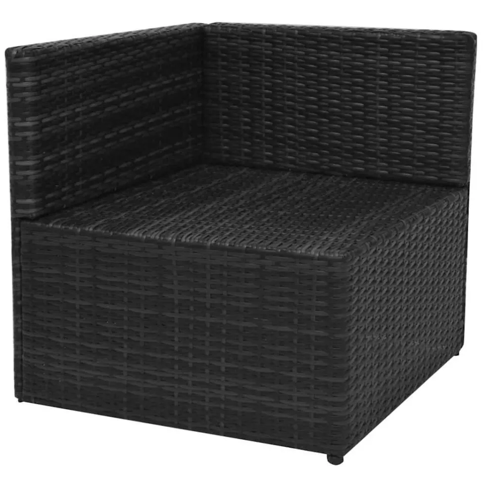 vidaXL 5-delige Loungeset met kussens poly rattan zwart, foto 4