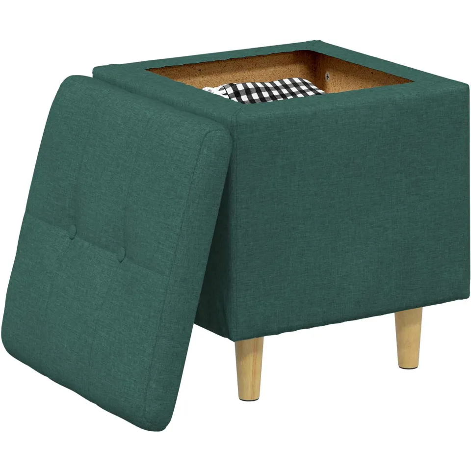 vidaXL Ottoman met Opbergruimte Donkergroen 40 x 40 x 45 cm Stof groen, foto 3
