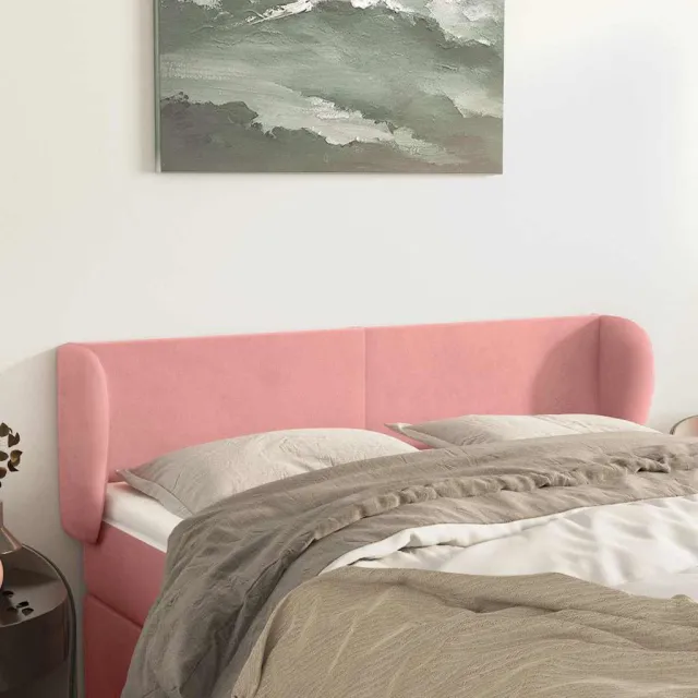 vidaXL Hoofdbord met randen 147x23x78/88 cm fluweel roze