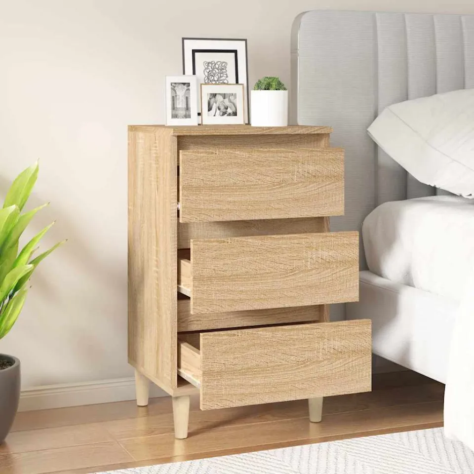 vidaXL Nachtkastje 40x35x70 cm bewerkt hout sonoma eikenkleurig, foto 3
