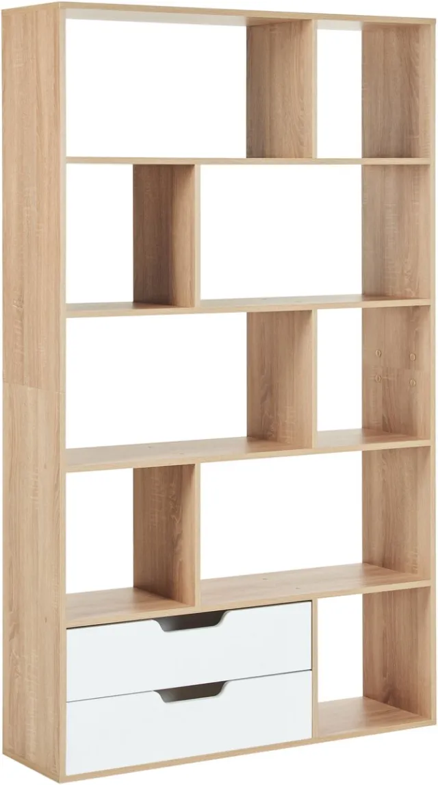 Beliani WADENA - Boekenkast - Lichthout/Wit- Vezelplaat Bruin