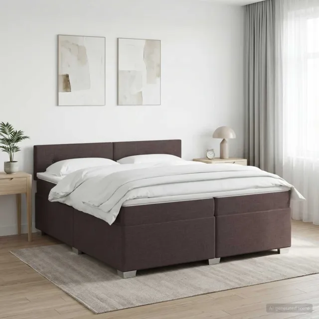 vidaXL Boxspringbed met matras Donkerbruin 200 x 200 cm Stof bruin