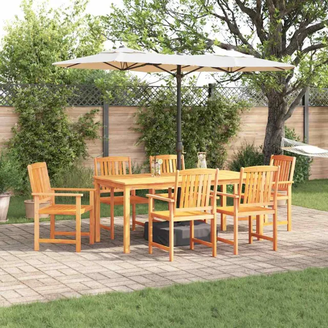 vidaXL Tuin eettafelset 7 st Bruin Massief Acaciahout, foto 2