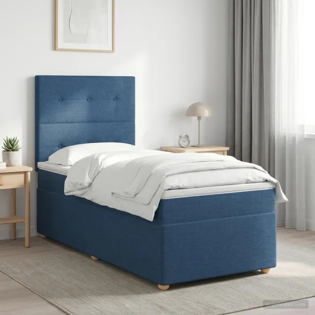vidaXL Boxspringbed met matras met hoofdeinde Blauw 100 x 200 cm Stof