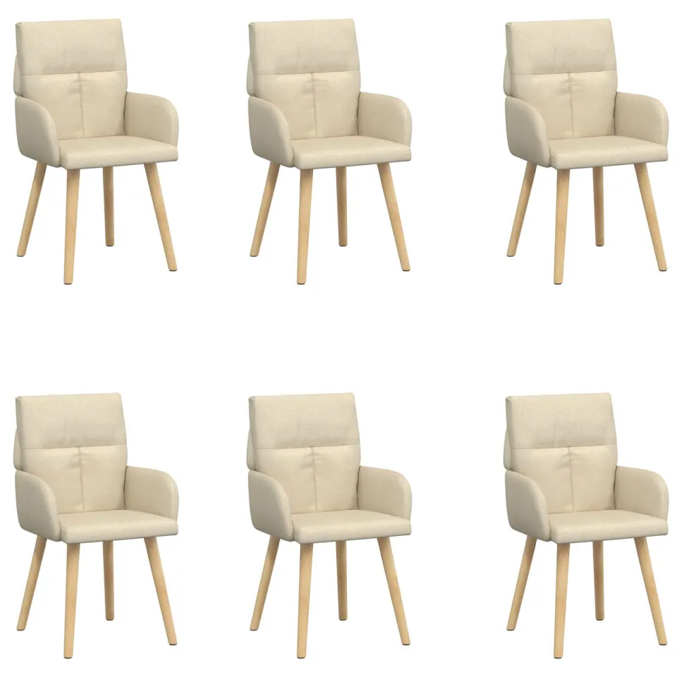 vidaXL Eettafelstoelen 6 st Stof Crèmekleurig 60 x 56 x 93 cm, foto 3