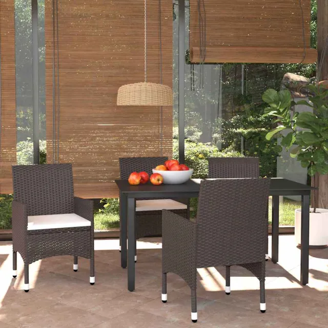 vidaXL 5-delige Tuinset met kussens poly rattan bruin, foto 2