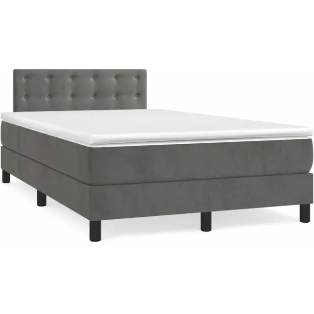 vidaXL Boxspring met matras fluweel donkergrijs 120x190 cm grijs