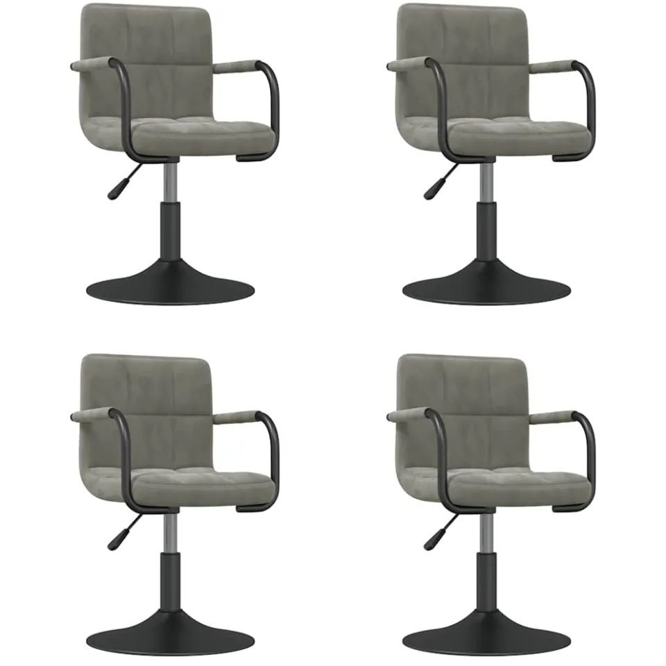 vidaXL Eetkamerstoelen draaibaar 4 st fluweel lichtgrijs grijs, foto 3