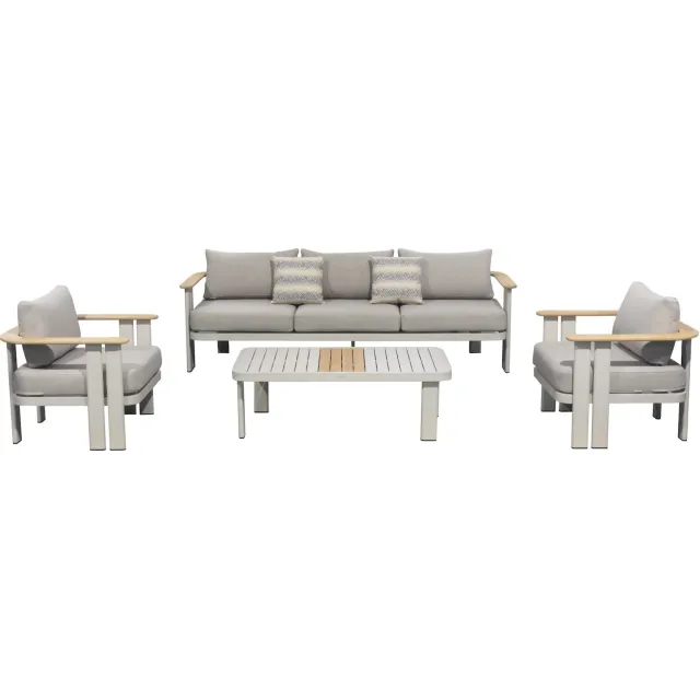 Higold Pardee stoel bank loungeset 4 delig aluminium latte Higold Zand / Latte / Linen
