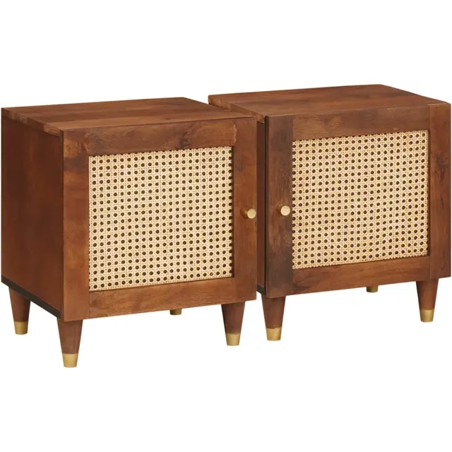 vidaXL Nachtkastje 2 st Bruin 40 x 33,5 x 46 cm Massief acaciahout