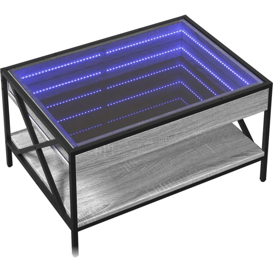 vidaXL Salontafel met Infinity LED 70x50x38 cm grijs sonoma eikenkleur