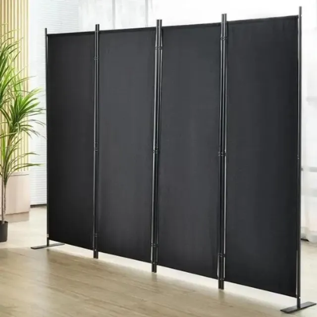 Buylin Paneelkamerverdeler - Kamerscherm - Scheidingswand - Verstelbaar en Opvouwbaar - 4 panelen - Zwart