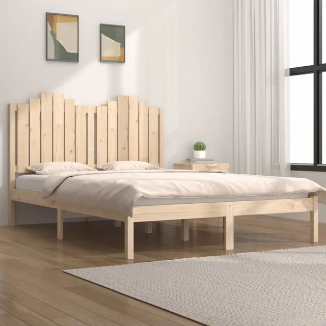 vidaXL Bedframe massief grenenhout 135x190 cm bruin