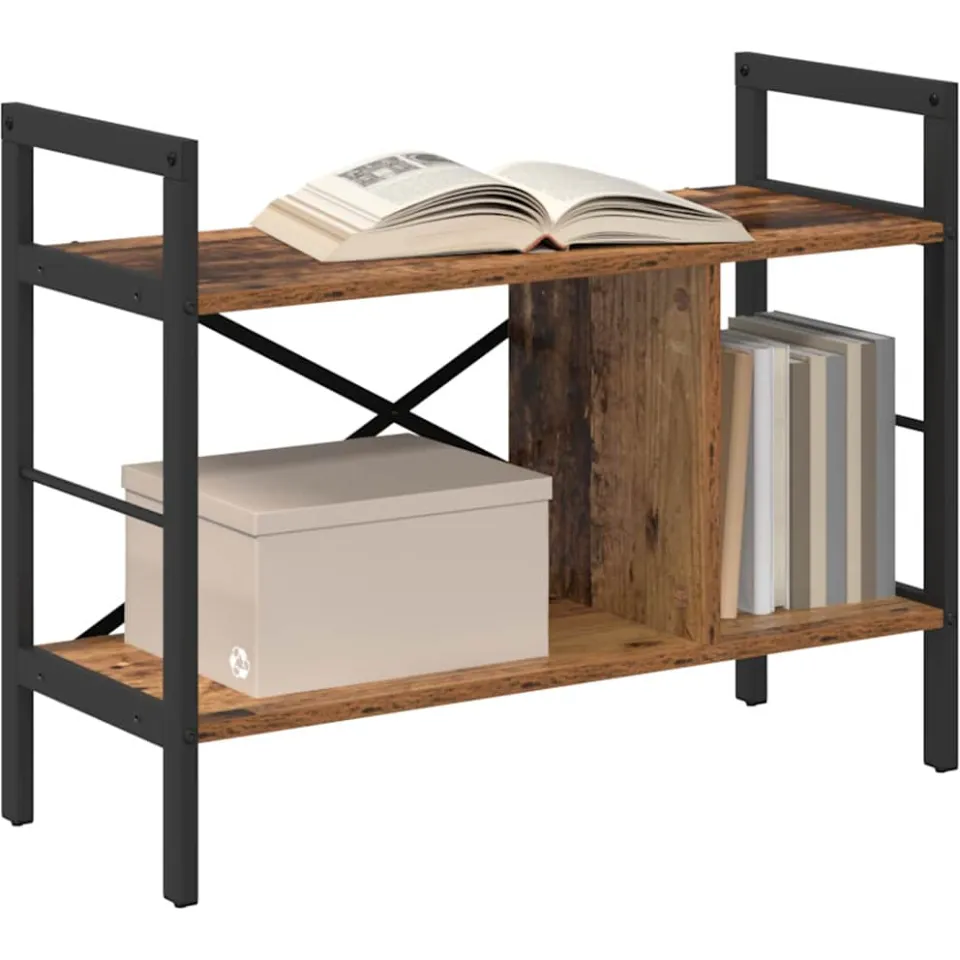 vidaXL Boekenkast 3-laags 75 x 30 x 58,5 cm Bewerkt hout Oud Hout bruin, foto 2