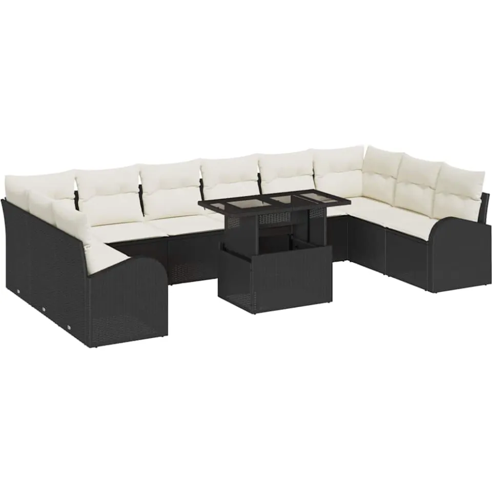 vidaXL Tuin Sofa Set 11 st Zwart Poly riet
