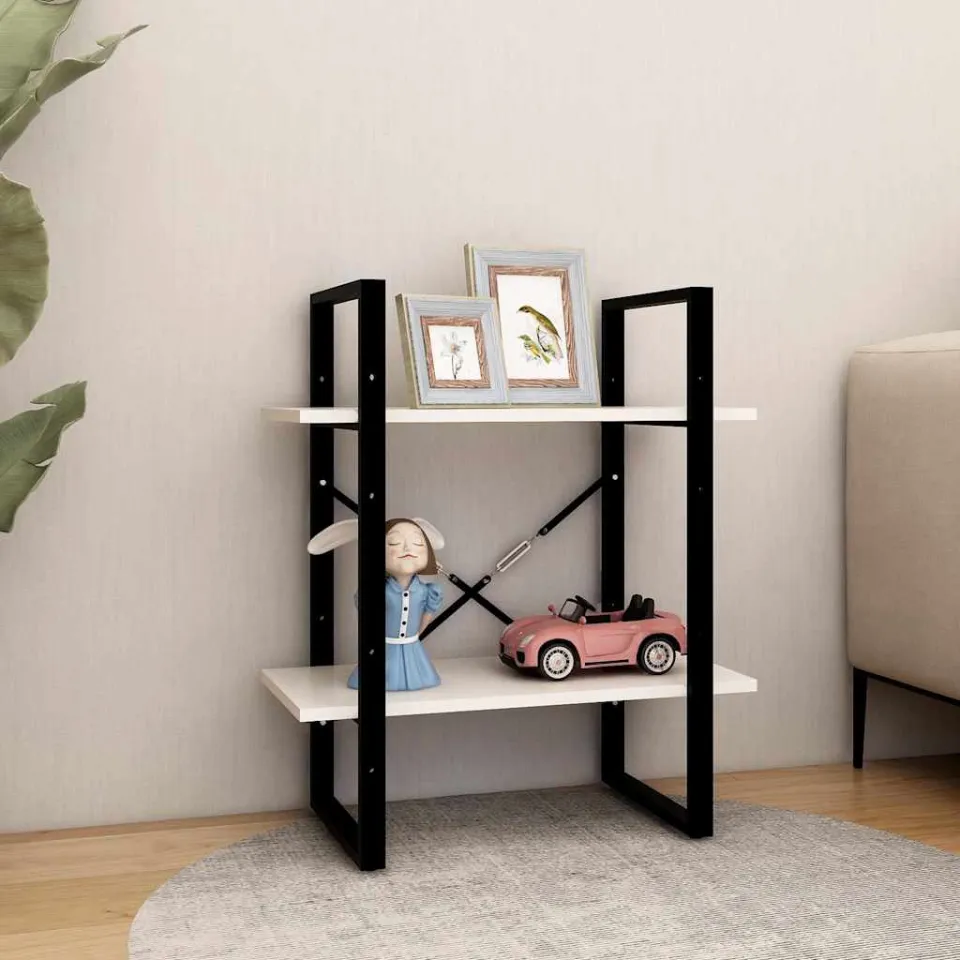 vidaXL Boekenkast met 2 schappen 40x30x70 cm massief grenenhout wit, foto 3