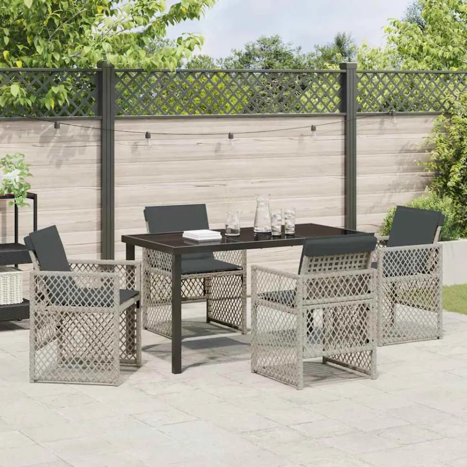vidaXL Tuin eettafelset 5 st Lichtgrijs poly rattan, foto 3