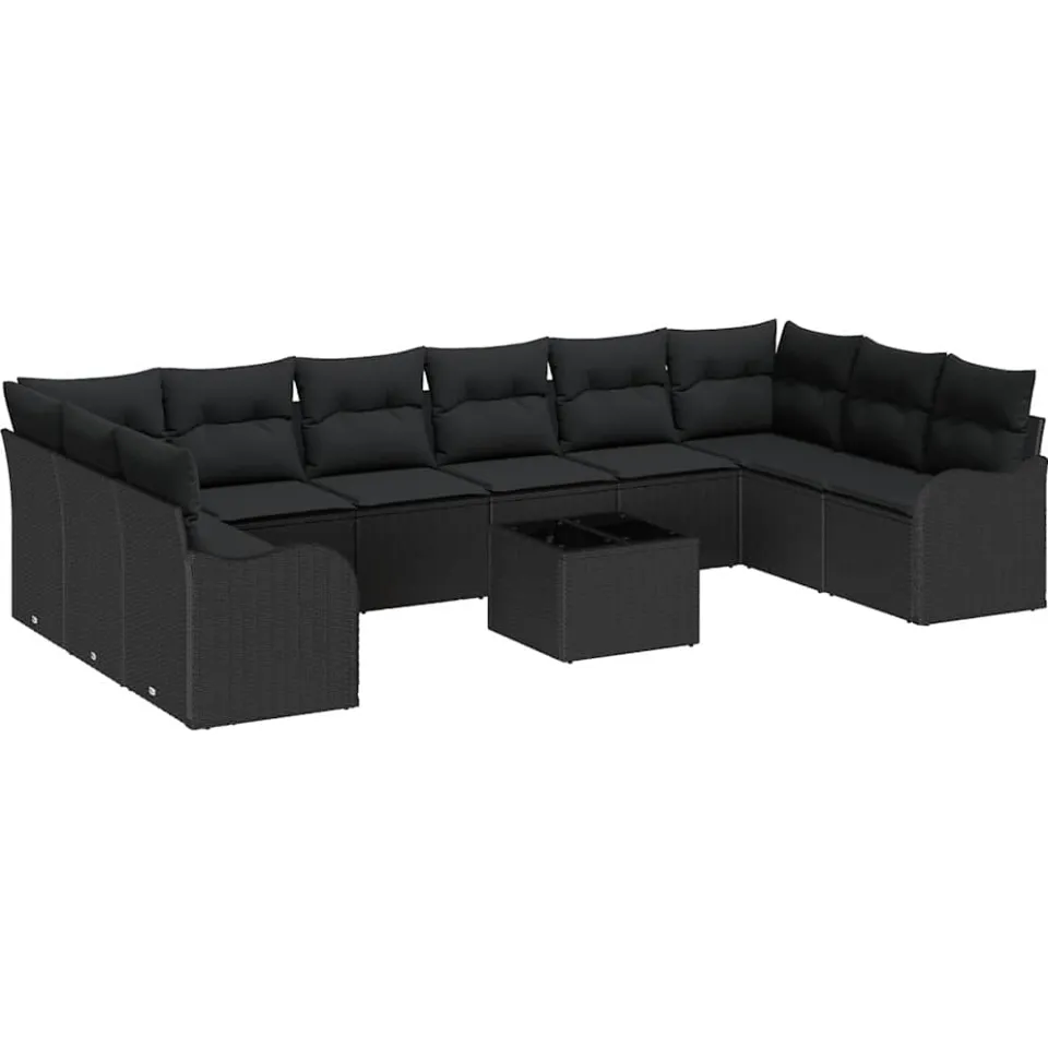 vidaXL Tuin Sofa Set 11 st Zwart poly rattan