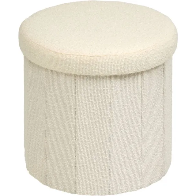Atmosphera Créateur d'intérieur® Ronde, opvouwbare poef Fink, Ø 38 cm, wit Blanc