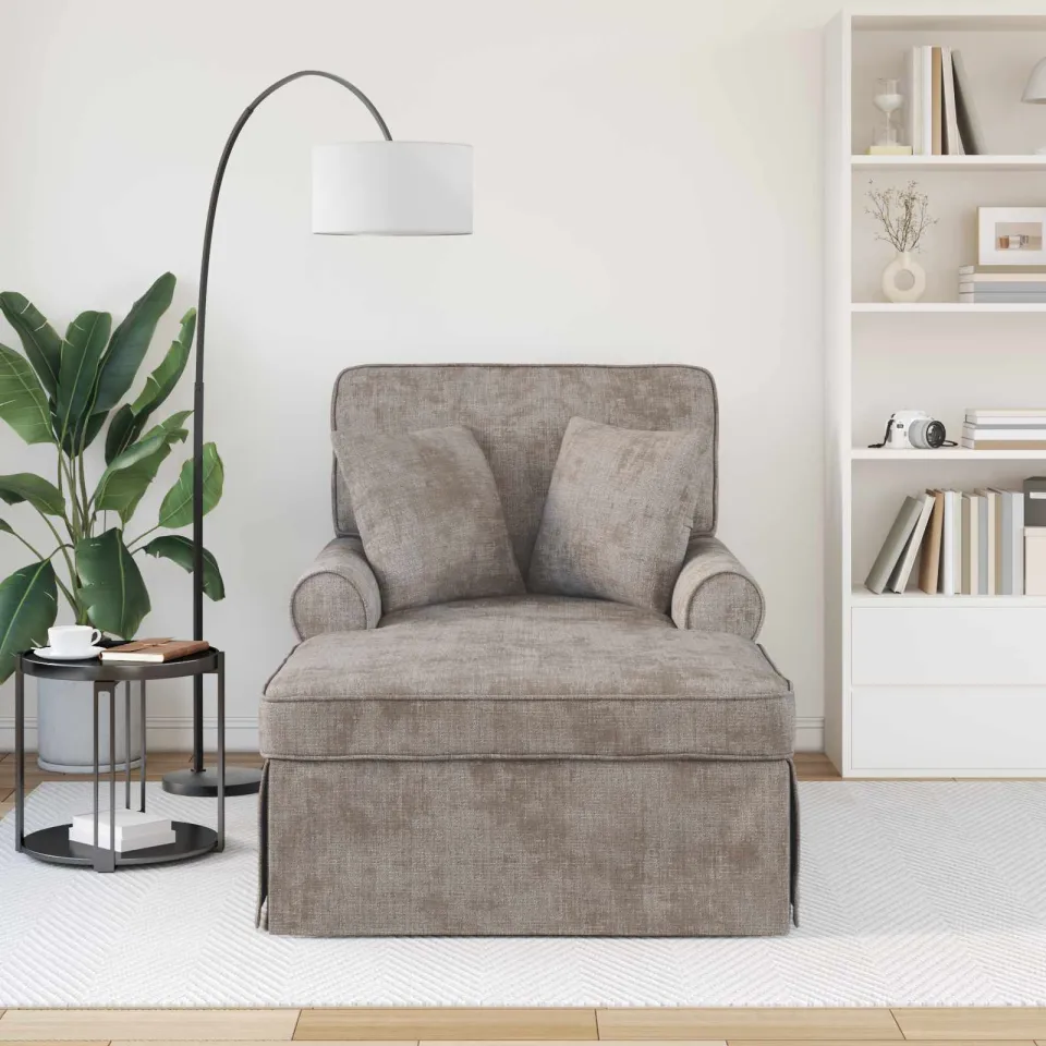 vidaXL Chaise Lounge met Rok Lichtgrijs 157 x 91 x 91 cm ARES, foto 3