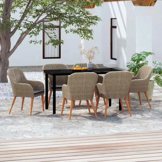 vidaXL 7-delige Tuinset met kussens bruin, foto 2
