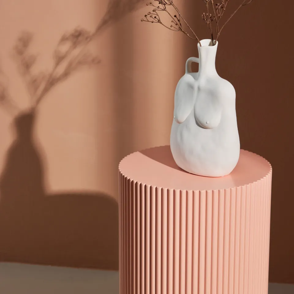 Nest living Asa houten bijzettafel zacht roze - Ø 31 cm, foto 4