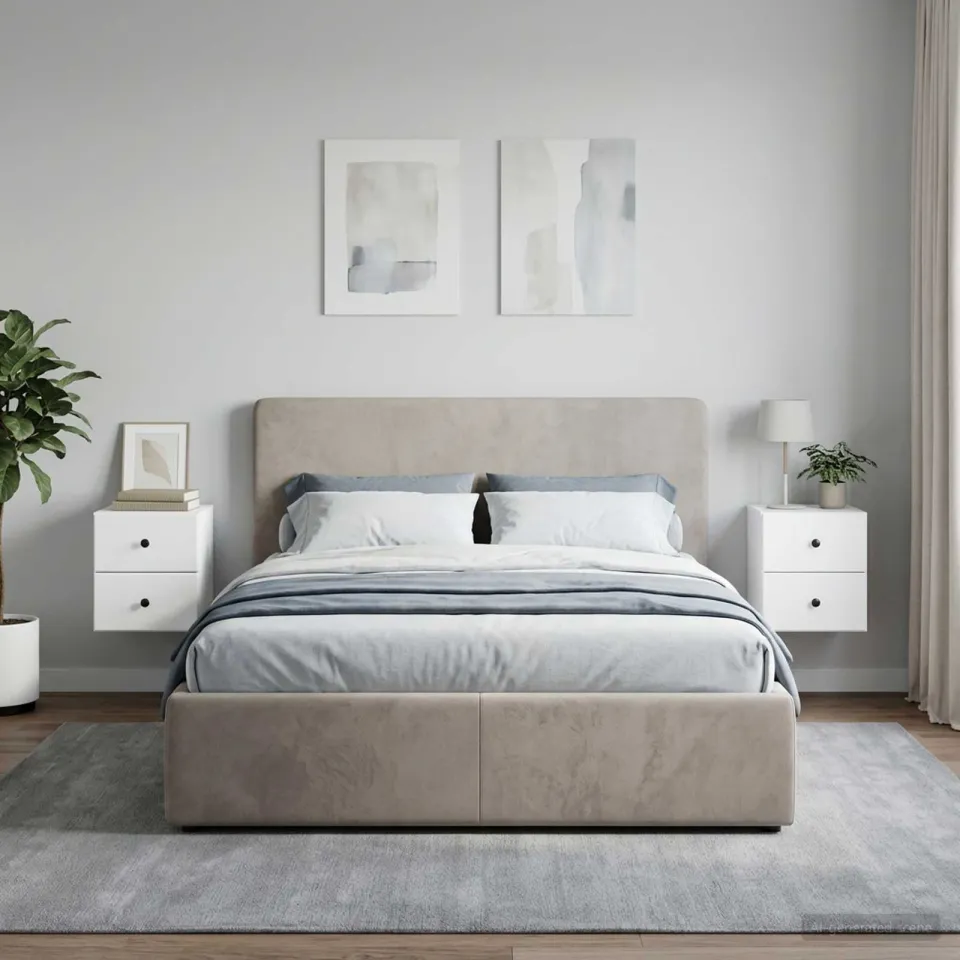 vidaXL Wandbeugel Bedkast 2 st Wit 34,5 x 33 x 40 cm Bewerkt hout, foto 4
