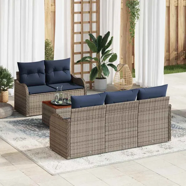 vidaXL Tuinbankenset 6 st Grijs poly rattan, foto 2