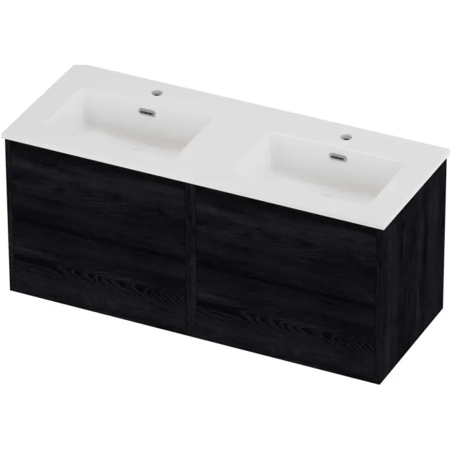 Proline Tribute Badmeubelset Porselein Elegant In Kader 120x46x54 cm Glans Wit Black Oak Eiken