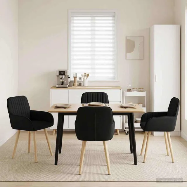 vidaXL Eettafelstoelen 4 st Stof Zwart 56,5 x 50 x 87,5 cm