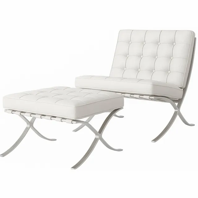 Meubeldistrict Oslo Chair + Hocker - Wit - Fauteuil - Stoel - Luxe Variant