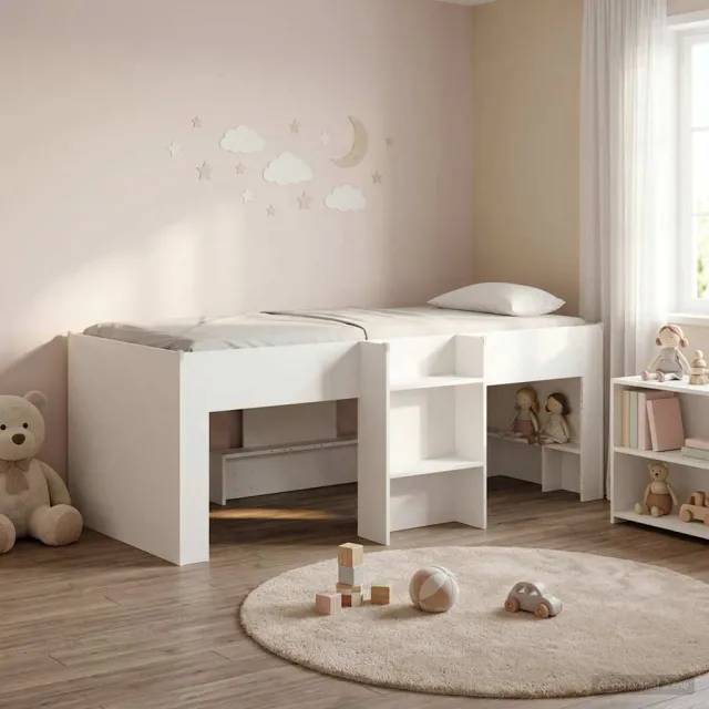 vidaXL Kinder Hoogslaper Wit 80 x 200 cm Bewerkt hout