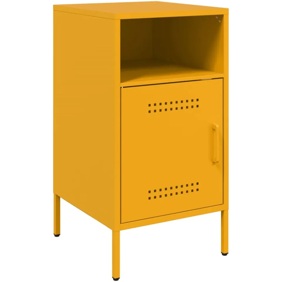 vidaXL Nachtkastjes 2 st 36x39x68 cm staal mosterdgeel