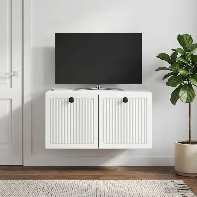 vidaXL Wandbeugel TV-kast Wit 59,5 x 41 x 30 cm Bewerkt hout