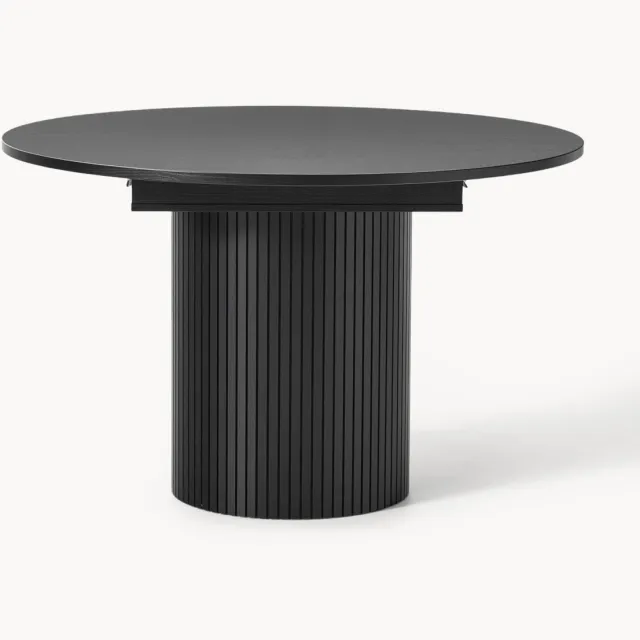 Westwing Collection Uitschuifbare eettafel Filo met groefstructuur, in verschillende formaten zwart